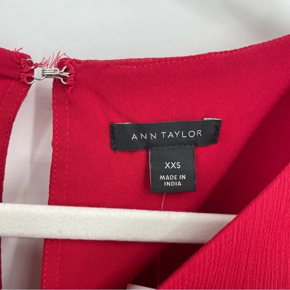 NWT Ann Taylor red smocked waist flare midi dress Sz XXS - Picture 10 of 13